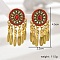 Bohemia Style Holiday Zinc Alloy Tassel Dangle Earrings for Women, Flat Round with Charms