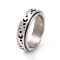 Black Enamel Moon with Star Rotating Fidget Band Ring, 201 Stainless Steel Fidget Spinner Ring for Anxiety Stress Relief, Stainless Steel Color, Inner Diameter: 17mm