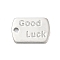Brass Charms, Recrangle, with word Good Luck, Platinum, 11x7.5x1mm, Hole: 1mm
