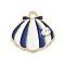 Alloy Enamel Charms, with Rhinestone, Shell Shape Charm, Golden, Marine Blue, 14.5x14.5x2.5mm, Hole: 1.5mm
