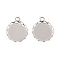304 Stainless Steel Pendant Cabochon Settings, Flat Round, Lace Edge Bezel Cups, Stainless Steel Color, Tray: 15mm, 20x16x3mm, Hole: 2.5mm