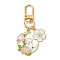 Moon & Flower & Rabbit Alloy Enamel Pendant Decorations, Swivel Clasps for Bag Ornaments, Golden, 66mm