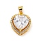 Rack Plating Brass Micro Pave Cubic Zirconia Pendants, Heart, Clear, 16.5x13.5x7mm, Hole: 4x3.5mm