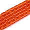 Transparent Glass Beads Strands, Barrel, Orange Red, 6~6.5x4~5mm, Hole: 0.7~0.8mm, about 64~65pcs/strand, 15.75~15.94''(40~40.5cm)