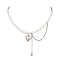 Heart Glass Rhinestone Pendant Necklaces, 6mm Pearl Beaded Necklaces, with Iron Rolo Chains, Platinum, 17.91 inch(45.5cm), bead: 6mm
