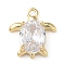 Brass Micro Pave Cubic Zirconia Pendant, Marine Animal, Golden, Tortoise, 12.5x11x4mm, Hole: 1.4mm