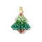 Electroplat Glass Pendants, Christmas Tree with Star, with Seed Beads, Faceted, Mixed Color, 43.5x30.5x8.5mm, Hole: 1.5x3mm