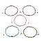 Natural Mixed Gemstone & Glass Seed Braided Bead Bracelets, Nylon Adjustable Bracelet, Inner Diameter: 2~3-1/2 inch(5.1~8.9cm)