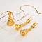 Fashion Brass Hollow Tower with Flower Pendant Necklaces & Earrings Sets for Women, Golden, Earring: 55x17mm
