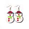 Christmas Iron Acrylic Dangle Earrings, Golden, Snowman, 70x30mm