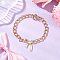 Bowknot Aluminium Twisted Curb Chains Bracelets for Women, Golden, 7-7/8 inch(19.9cm)