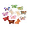 Baking Paint Transparent Glass Beads, Butterfly, Golden Metal Enlaced, Mixed Color, 11~11.5x19.5~20x5.5~6mm, Hole: 0.7~1.2mm