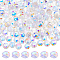 336Pcs Electroplate Glass Beads, Full Rainbow Plated, Faceted, Rondelle, Clear, 7.5x5.5mm, Hole: 1.4mm, 336pcs/set