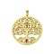 Brass Micro Pave Cubic Zirconia Pendants, Cadmium Free & Nickel Free & Lead Free, with Enamel and Glass, Real 18K Gold Plated, Flat Round with Tree Of Life, Colorful, 39.5x35x3mm, Hole: 5x3.5mm