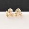 Brass Micro Pave Clear Cubic Zirconia Stud Earring, with 316 Surgical Stainless Steel Pin, Nickel Free, Real 18K Gold Plated, Fish, 8x8mm