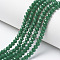 Opaque Solid Color Glass Beads Strands, Faceted, Rondelle, Green, 8x6mm, Hole: 1mm, about 60~62pcs/strand, 39~40cm