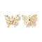 Brass Micro Pave Cubic Zirconia Pendants, Cadmium Free & Nickel Free & Lead Free, Butterfly, Real 18K Gold Plated, 14x15.5x4.5mm, Hole: 1mm