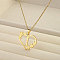 201 Stainless Steel Flower Heart Initial Pendant Necklaces for Women, Golden, Letter I, 17.72~20.08 inch(45~51cm)