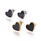 304 Stainless Steel Stud Earrings, with Enamel and Ear Nuts, Heart, Black, Mixed Color, 9.5x10.5x1.5mm, Pin: 0.6mm, 6pairs/card