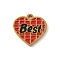 304 Stainless Steel Enamel Charms, Real 18K Gold Plated, Heart with Word Best Charm, FireBrick, 12x12.5x1mm, Hole: 1.2mm