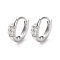 Rack Plating Brass Clear Cubic Zirconia Hoop Earrings, Long-Lasting Plated, Real Platinum Plated, 11x3.5mm, Pin: 0.9mm