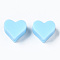 Food Grade Eco-Friendly Silicone Beads, Heart, Light Blue, 13x14x8mm, Hole: 2mm