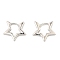 Brass Hoop Earrings, Star, Platinum, 14.5x15.5x2mm