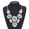 Alloy Glass Flower Statement Bib Necklaces for Women, Light Gold, Clear, 19.69 inch(50cm)