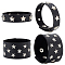 4Pcs 2 Style Imitation Leather Wide Cord Bracelets Set, Platinum Iron Star Rivet Studded Punk Rock Bracelets for Men, Black, 8-1/2~9-1/2 inch(21.5~24cm), 2Pcs/style