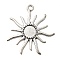 Tibetan Style Alloy Sun Pendant Cabochon Settings, Solar Eclipse Pendants, Cadmium Free & Lead Free, Antique Silver, Flat Round Tray: 12mm, 51x46.6x3mm, Hole: 4mm