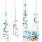 Moon Suncatcher Making Kit, Including Teardrop & Star & Heart Glass Pendants & Beads, Alloy Pendant, Brass Pendant & Cable Chains, 304 Stainless Steel S Hook Findings, Blue