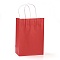 Pure Color Kraft Paper Bags, Gift Bags, Shopping Bags, with Paper Twine Handles, Rectangle, Red, 15x11x6cm
