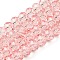 Transparent Baking Paint Glass Beads Strands, Faceted, Rondelle, Salmon, 8x6mm, Hole: 1.4mm