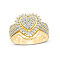 2Pcs Alloy with Crystal Rhinestone Finger Rings, Heart, Golden, US Size 9(18.9mm)