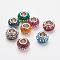 Austrian Crystal European Beads, Large Hole Beads, 925 Sterling Silver Core, Rondelle, Mixed Color, 11.5x7.5mm, Hole: 4.5mm