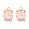 Alloy Enamel Pendants, Clock, Golden, Pink, 16x10.5x3mm, Hole: 2mm