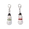 2Pcs Snowman Pave Disco Ball Beads & Brass Rhinestone Pendant Decorations, with Alloy Lobster Claw Clasps, Mixed Color, 41~42mm