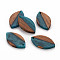 Resin & Walnut Wood Pendants, Two Tone, Horse Eye, Teal, 26x15x2.5mm, Hole: 2mm