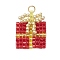 Glass Seed Beaded Christmas Gift Pendants, with 304 Stainless Steel Jump Rings, Real 18K Gold Plated, FireBrick, 20x16x4mm, Hole: 2.6mm