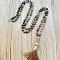 Natural Indian Agate Mala Prayer Round Beaded Wrap Necklaces with Long Tassel and Metal Tree of Life, for Yoga Meditation, Platinum, 40.16 inch(102cm)