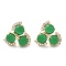 Brass Micro Pave Clear Cubic Zirconia Stud Earrings, with Green Glass, Real 18K Gold Plated, Flower, 15x16mm