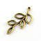 Tibetan Style Alloy Pendants, Leaf, Cadmium Free & Lead Free, Antique Bronze, 41x18.5x1.5mm, Hole: 1.5mm, about 510pcs/1000g