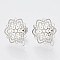 Non-Tarnish 304 Stainless Steel Stud Earring Findings, with Loop, Flower, Stainless Steel Color, 17x14.5mm, Hole: 1mm, pin: 0.7mm