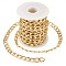 5M Aluminium Curb Chains, with Spool, Unwelded, Golden, 14.5x10x2mm