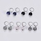 Natural Gemstone Leverback Earrings, with 304 Stainless Steel Leverback Earring Findings, Round, 30mm, Pendant: 10~10.5mm, Pin: 0.7mm