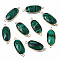 Synthetic Malachite Link Connectors, with Golden Plated Brass Edge and Loop, Faceted, Oval, 27~28x11.5x5mm, Hole: 1.5mm
