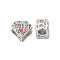 Mother's Day Rack Plating Alloy Enamel European Beads, Cadmium Free & Nickel Free & Lead Free, Large Hole Beads, Heart with Word Super Mom, Platinum, 11x13x8mm, Hole: 5mm