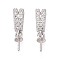 925 Sterling Silver Micro Pave Cubic Zirconia Pendant Bails, Bead Cap Bails, Platinum, 15.5~16x4x4mm, Hole: 6.5x2mm, Pin: 0.7mm