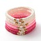 Handmade Polymer Clay Heishi Beads Stretch Bracelets Set with Heart Pattern Beads for Women, Mixed Color, Inner Diameter: 2-1/4 inch(5.7cm), 6pcs/set