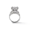 Cubic Zirconia Bear Adjustable Ring, Brass Jewelry for Women, Lead Free & Cadmium Free, Platinum, US Size 7 1/4(17.5mm)